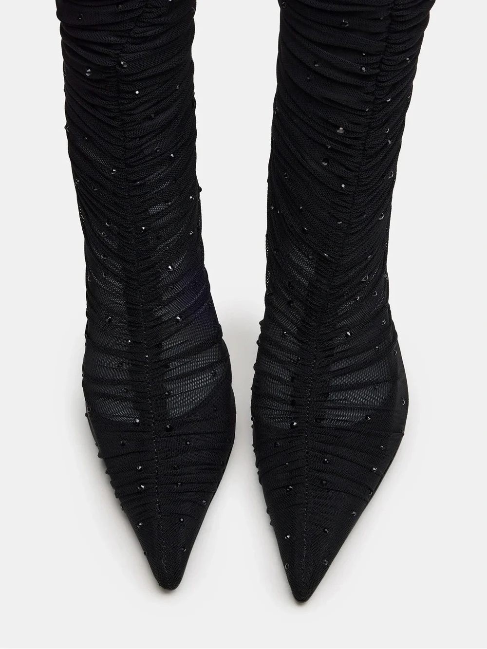 Steve Madden Black Ruched Over-the-Knee Rhinestone Stiletto Boots